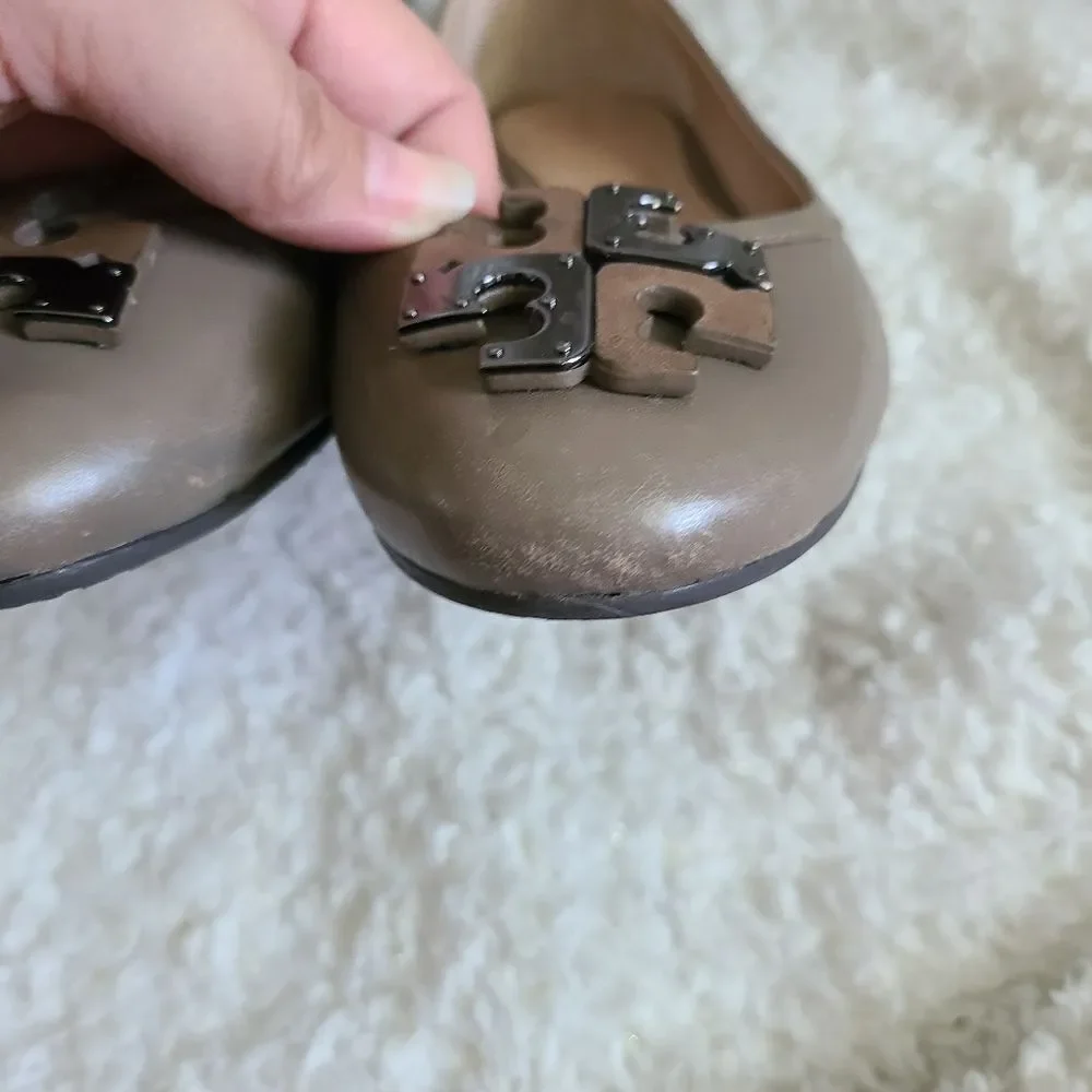 Tory Burch Lowell‎ Logo Leather Ballet Flats sz 7